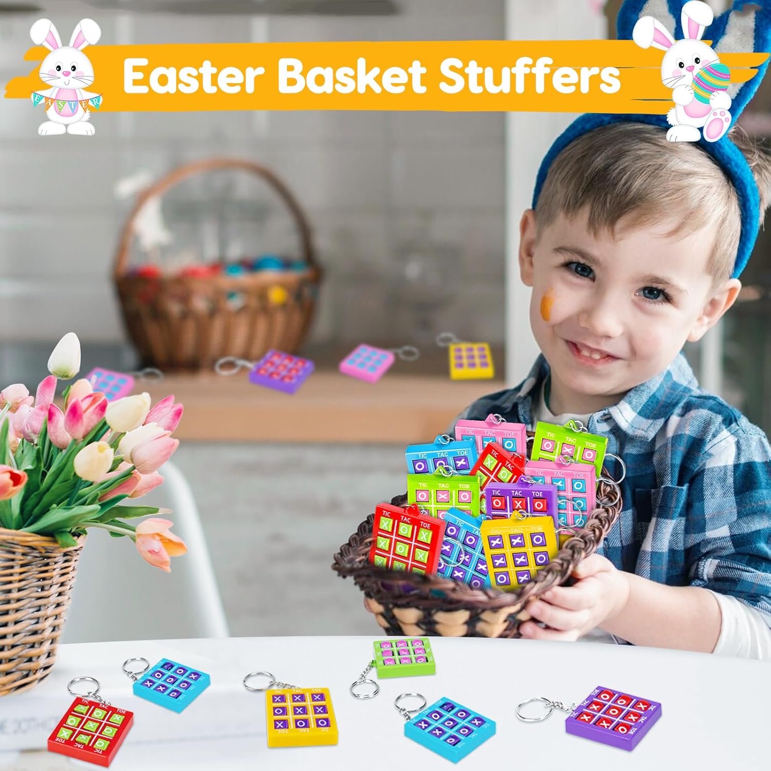 24PCS Tic Tac Toe Game Birthday Party Favors Goodie Bags Stuffers for Kids 3-5 4-8 8-12 Classroom Treasure Chest Carnival Prize Box Toys Bulk Keychain Pinata Filler Back to School Student Return Gifts