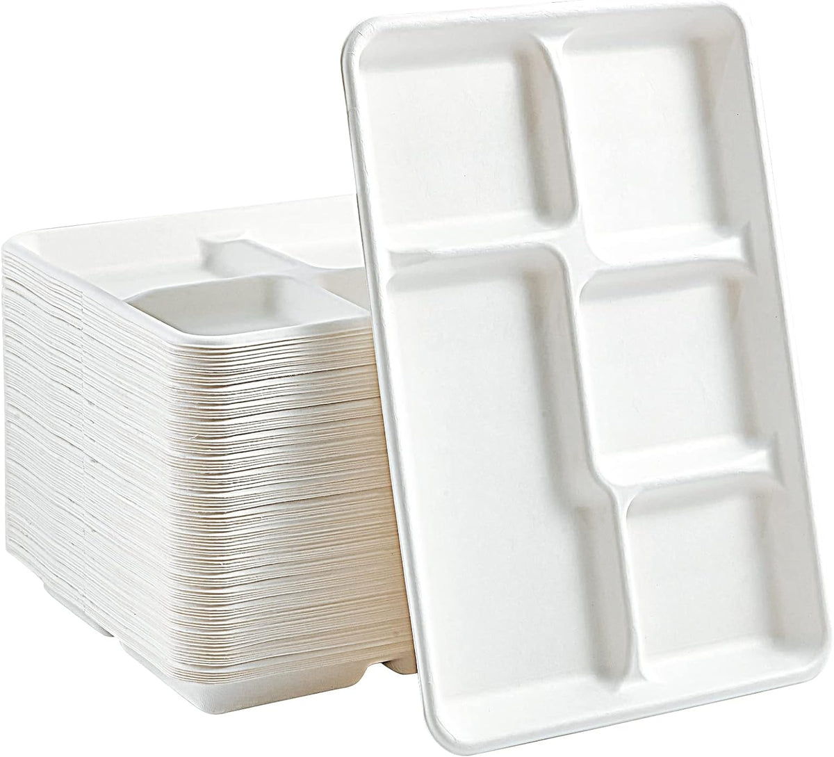 vplus compostable 5 compartment paper plates, 100 pack, main product view