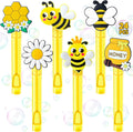 Winrayk Bee Party Favors, 24Pcs Bee Themed Mini Bubble Wands for Kids Bubbles Bulk with Detachable Topper (6 Styles & Colors), Birthday Gift Easter Goody Bag Stuffer Classroom Prizes Honey Party Favor