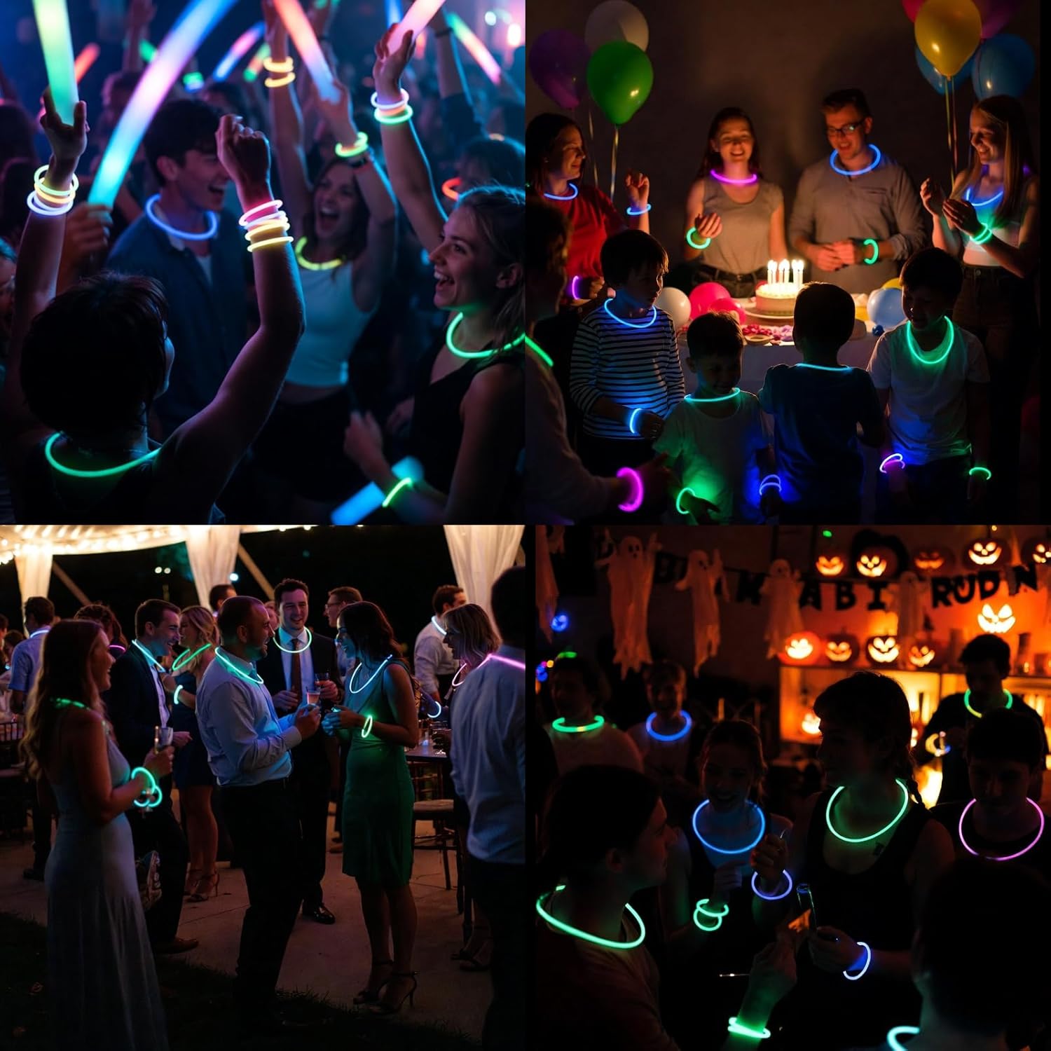 100PCS Glow Sticks Bulk Party Pack, Halloween Glow Sticks For Kids Camping, Glow In The Dark Sticks,8” Glow Party Supplies Bracelets with Connectors