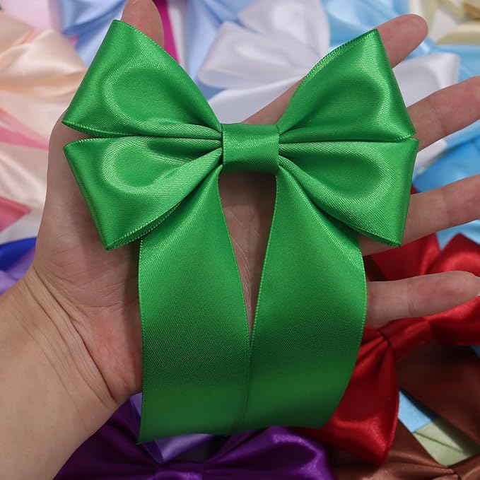 Green Solid Satin Ribbon 1-1/2 Inch 25 Yards Solid Polyester Fabric Ribbon for Gift Wrapping Wedding Christmas Baby Shower Birthday Party Decoration Handmade Immortal Flower Craft