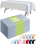Pureegg Dusty Blue Plastic Table Runners - 20 Pack, 14'' x 108'', Water Resistant & Disposable Centerpiece Decorations for Table Cloth, Wedding, Birthday, Holiday, Baby Shower, Party, Home Decor