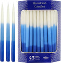 The Dreidel Company Premium 1-Hour Burn Time Tapered Hanukkah Menorah Candles Tri Color,Blue, and White, Candles for All 8 Nights of Chanukah