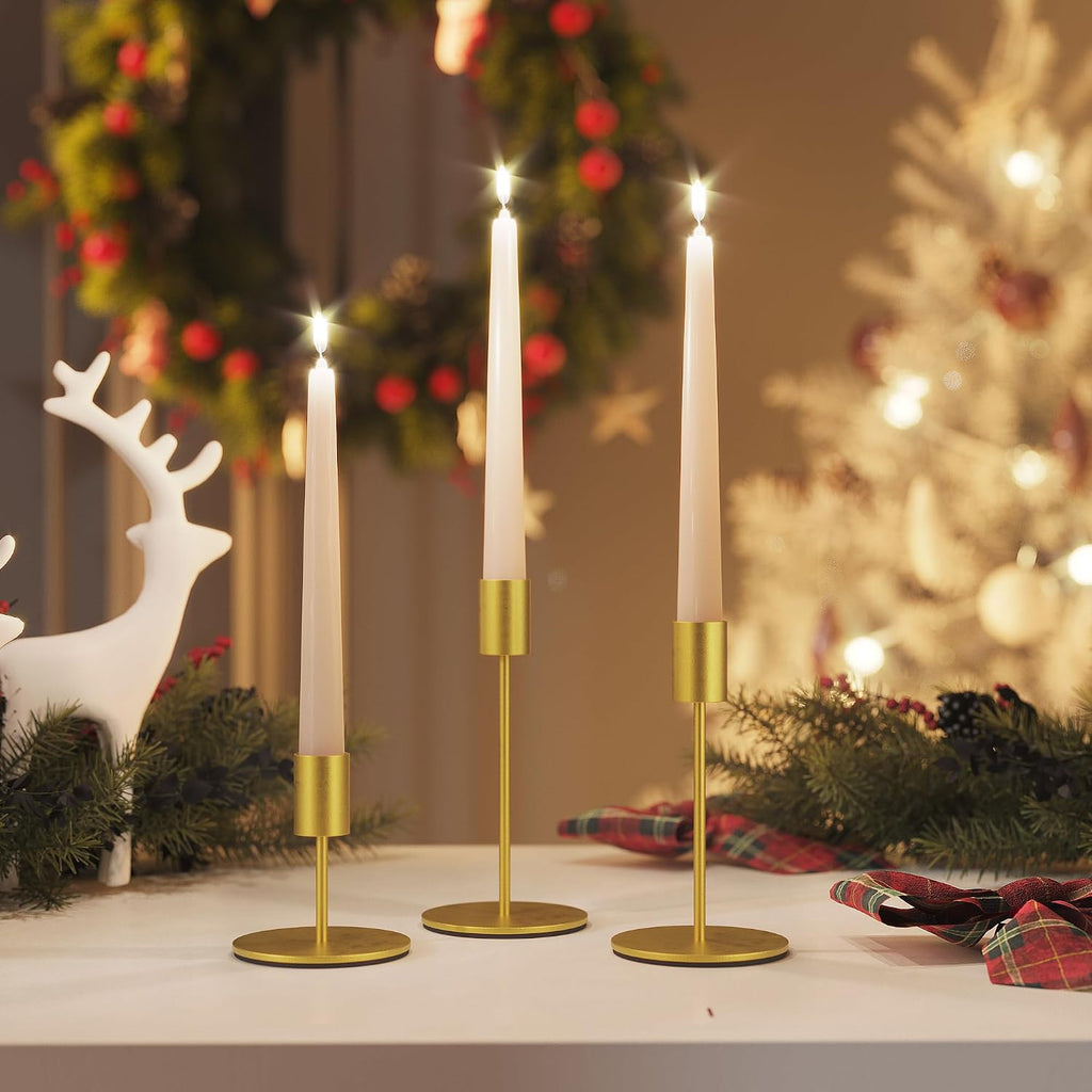 zeochyni Set of 6 Gold Taper Candle Holders Candlestick Holders, Decor Candle Stick Candle Holder for Table or Mantel Centerpiece, Wedding, Dinning, Party Home Decor