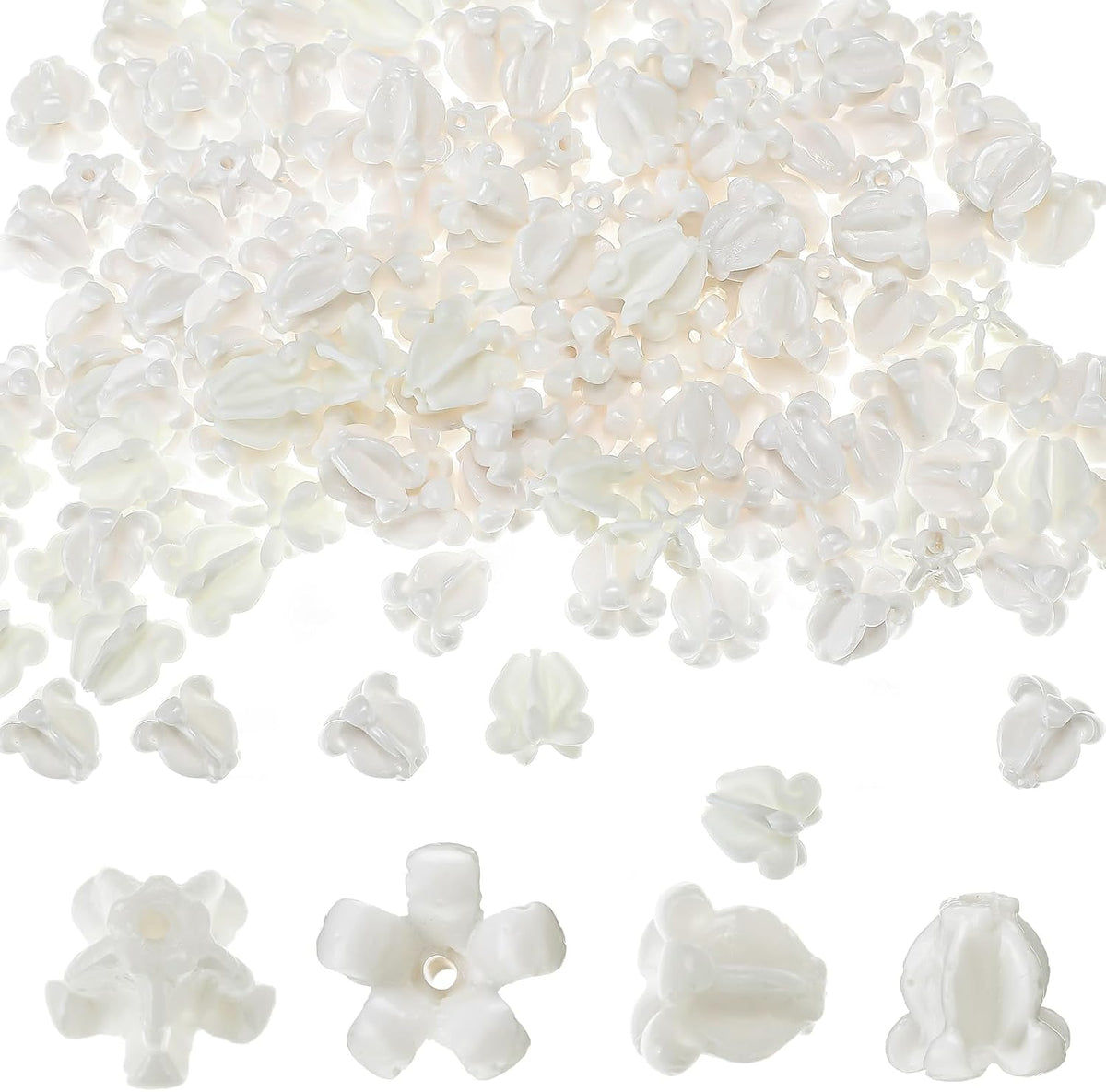 jutom 100 pcs white crown flower beads for, main product view