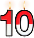 Conelist Cartoon Red and White Birthday Cake Candle Numeral Birthday Cake Topper for Animated Decoration Cartoon Party Supplies(Number 10)