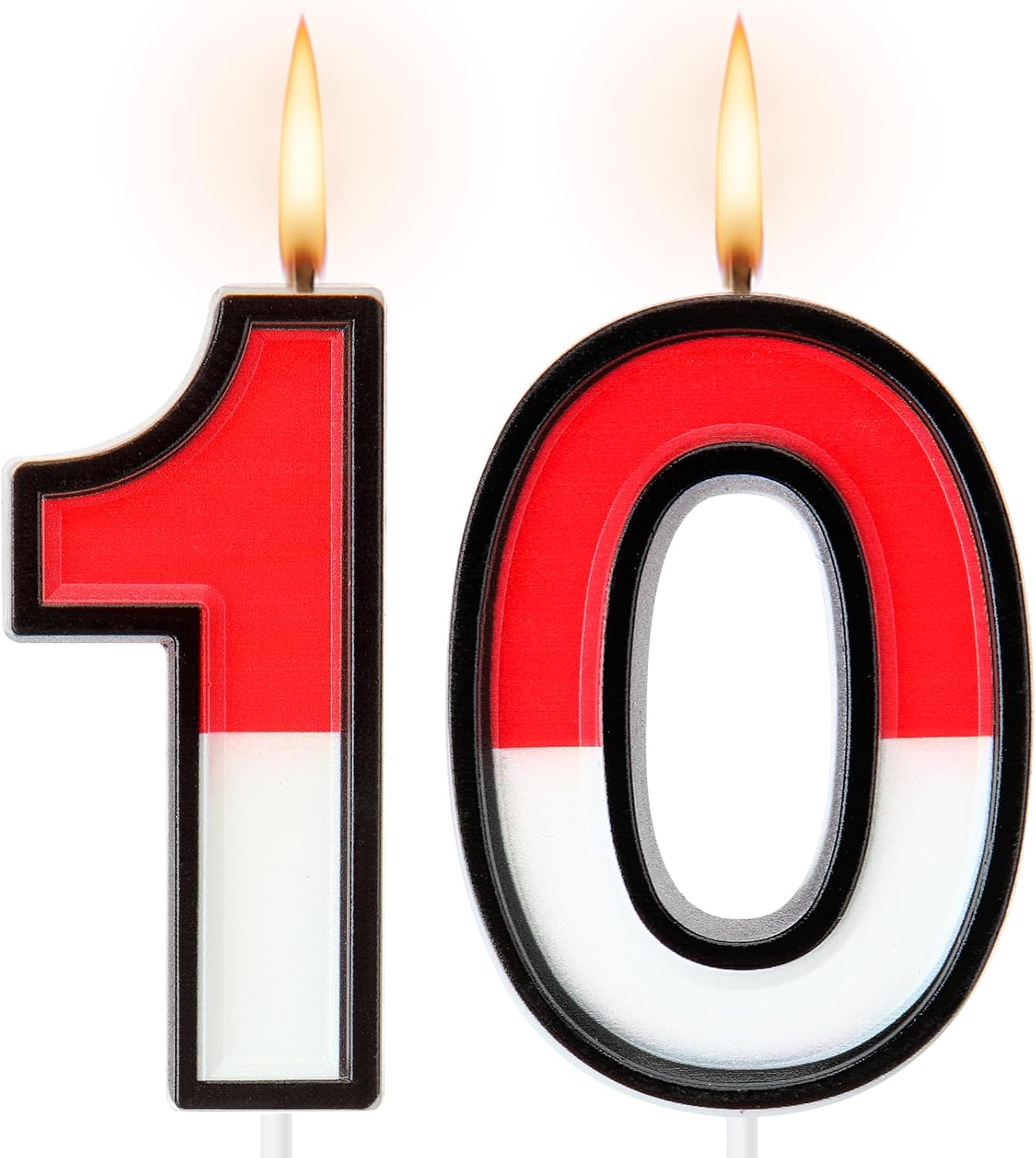 Conelist Cartoon Red and White Birthday Cake Candle Numeral Birthday Cake Topper for Animated Decoration Cartoon Party Supplies(Number 10)