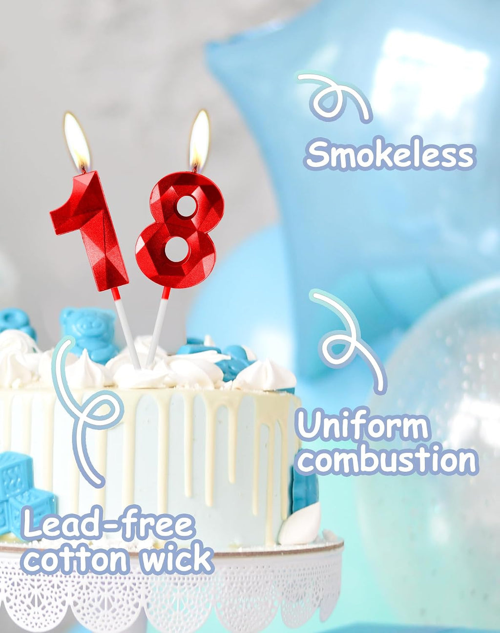 Red Birthday Candles for Cake, Number 13 Candle for 13th Birthday Decorations, 3D Design Cake Topper Decorations for Boy Girl Women Men Birthday Theme Party Anniversary Celebration Supplies