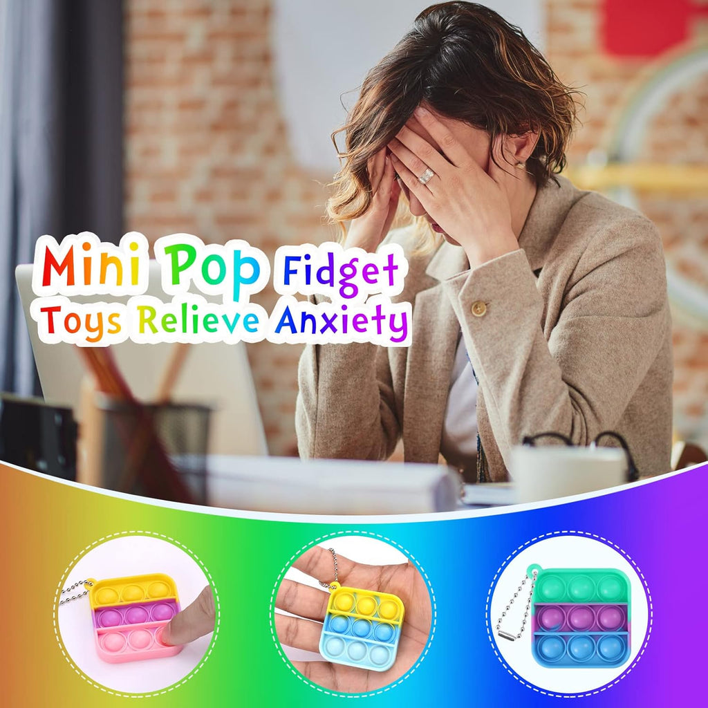 Kids Party Favors Fidget Toys Bulk 30 Pack Mini Pop Fidget Keychain Its Birthday Party Favors for Kids 4-8,8-12 Small Classroom Prizes It Back to School Gifts for Students from Teacher