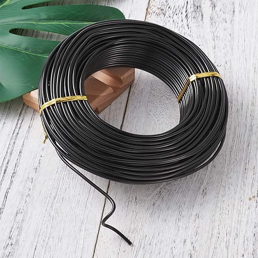 Fashewelry 114 Feet 10 Gauge Aluminum Wire Black Bendable Metal Craft Wire for Beading Jewelry Craft Making (2.5mm)