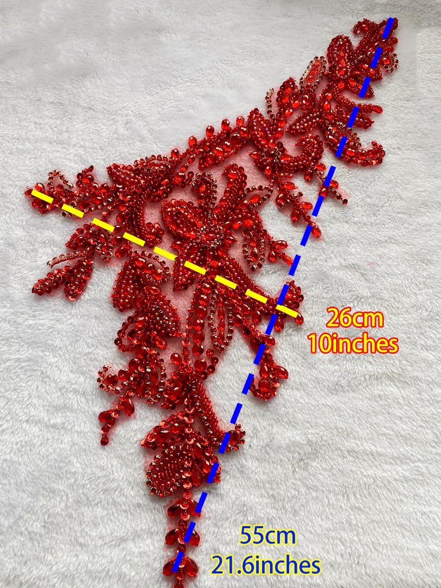 Handmade Rhinestones Applique DIY Handsewing Beads Sequins Trim Patch One Sho...