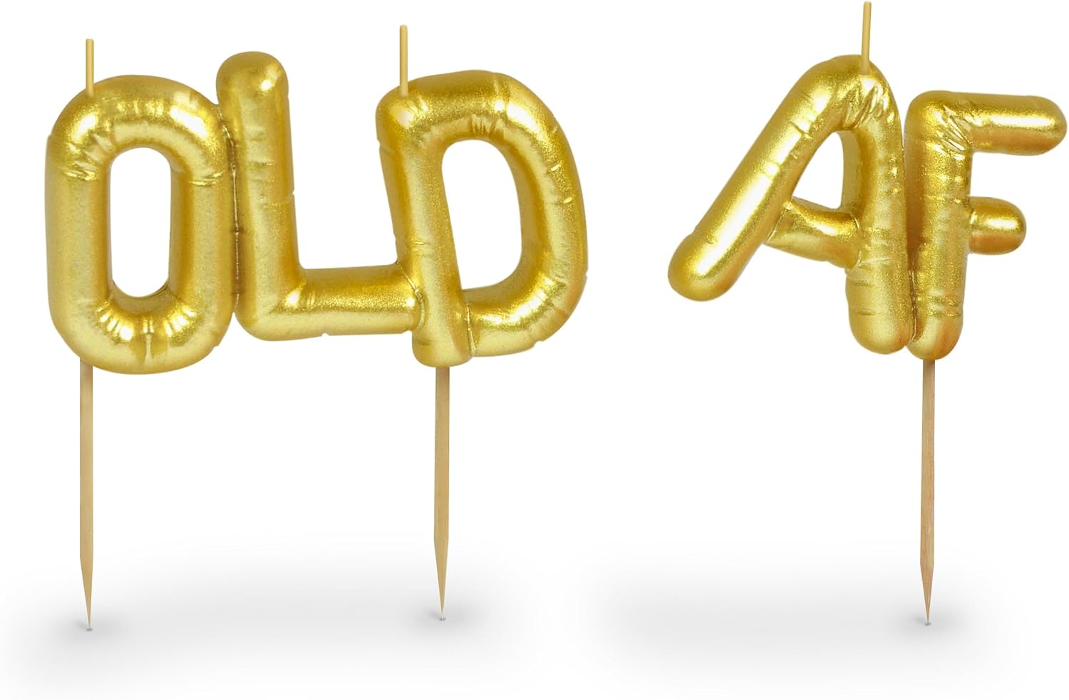 Genuine Fred Lighten UP Party Candles, Old AF, Metallic Gold Balloon-Style Letter Candles, Hilarious Candles for Retirement Celebrations and Milestone Birthdays
