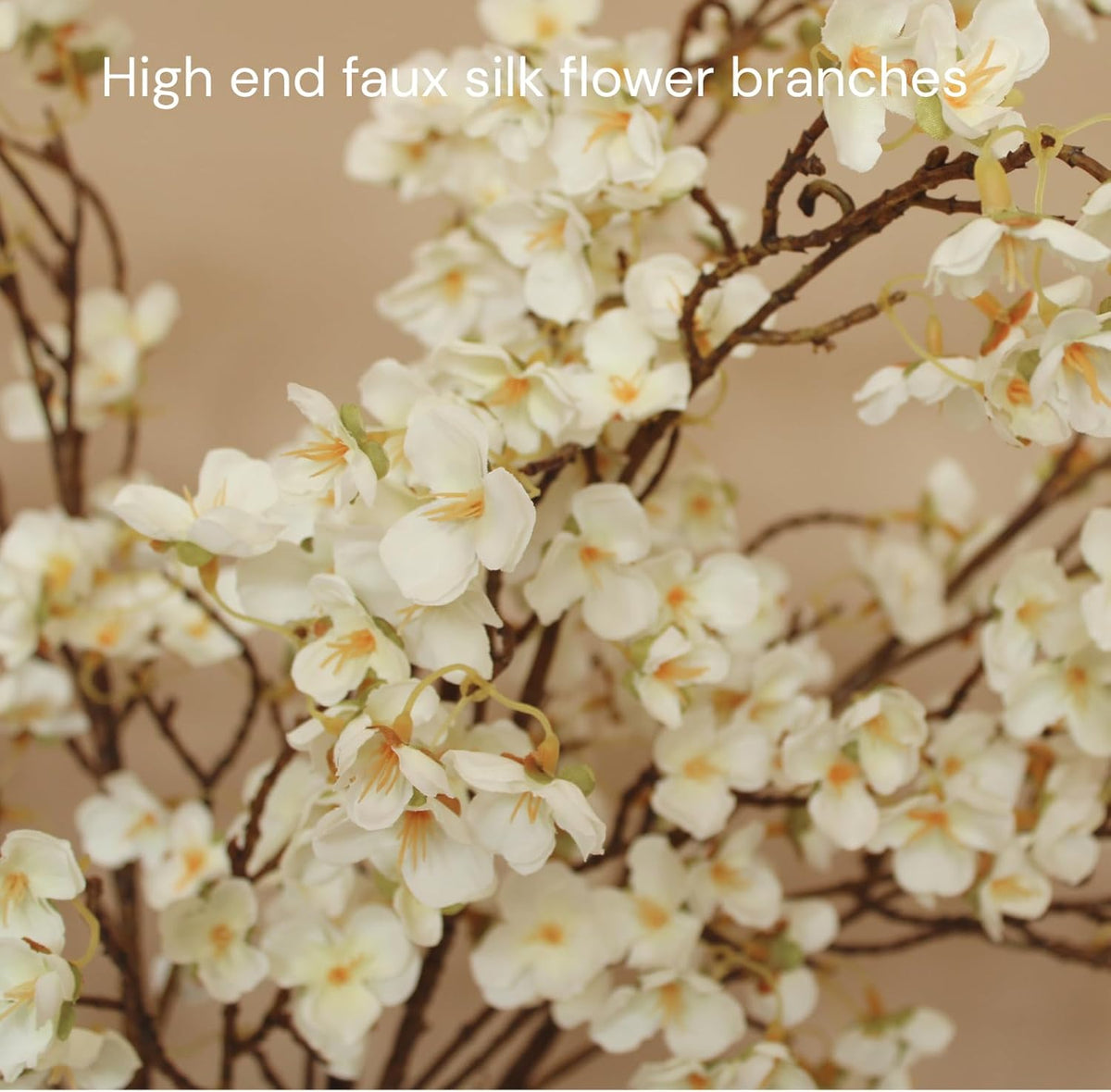 white cherry blossom branches – 6 pcs 33.5", close-up detail
