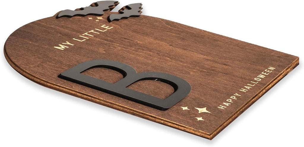 My Little Boo Wooden Halloween Sign – Baby Footprint Ghost Keepsake Plaque – Happy First Halloween Nursery Décor – Rustic Wooden Tabletop Sign for Newborn. Halloween baby