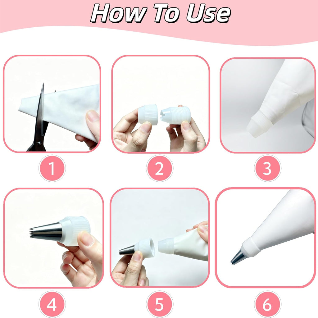 14 Pcs Reusable Piping Bags and Tips Set – 16 inch Cotton Pastry Bags for Cake Decorating, Cupcakes & Cookies with Stainless Steel Large Frosting Tips –Eco-Friendly Baking Kit for Home Bakers & Chefs
