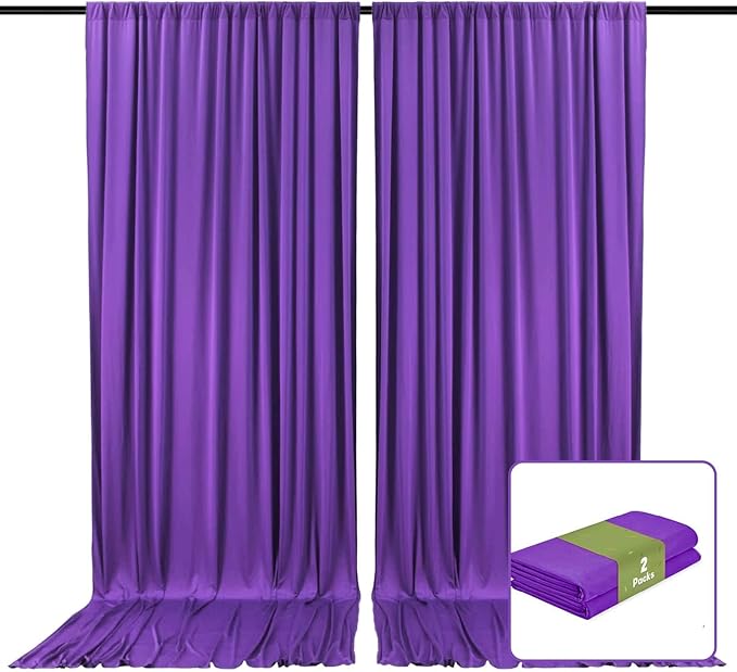 2 Panels Purple Backdrop Curtain, 10 x 7 Feet Background Curtains for Parties, Weddings, Baby Showers, Bachelorette Halloween, Christmas Birthday Party Photoshoot Backdrop Curtains Decorations