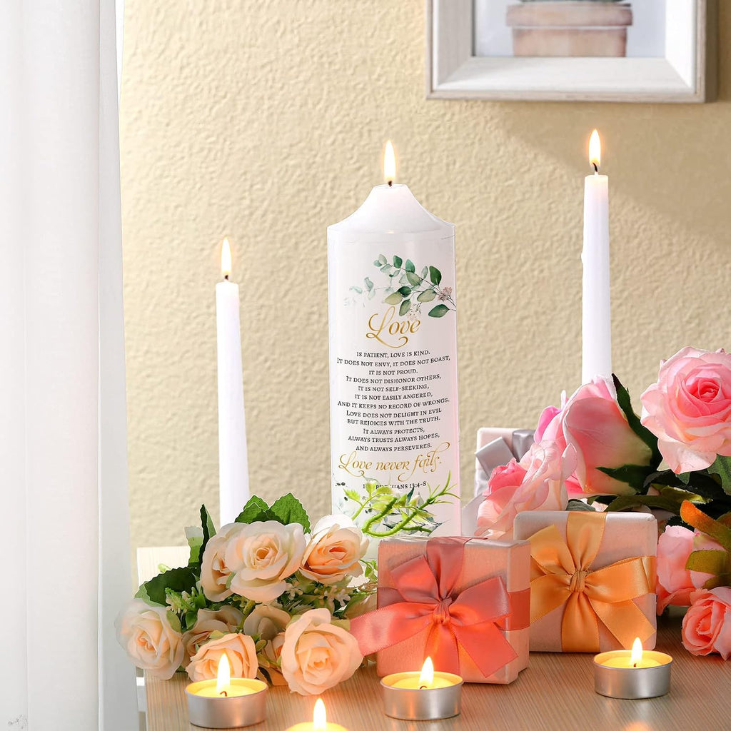 Frienda Unity Candles for Wedding Ceremony Set Wedding Unity Taper Candles Catholic Religious Ceremony Accessories(Leaf Style)