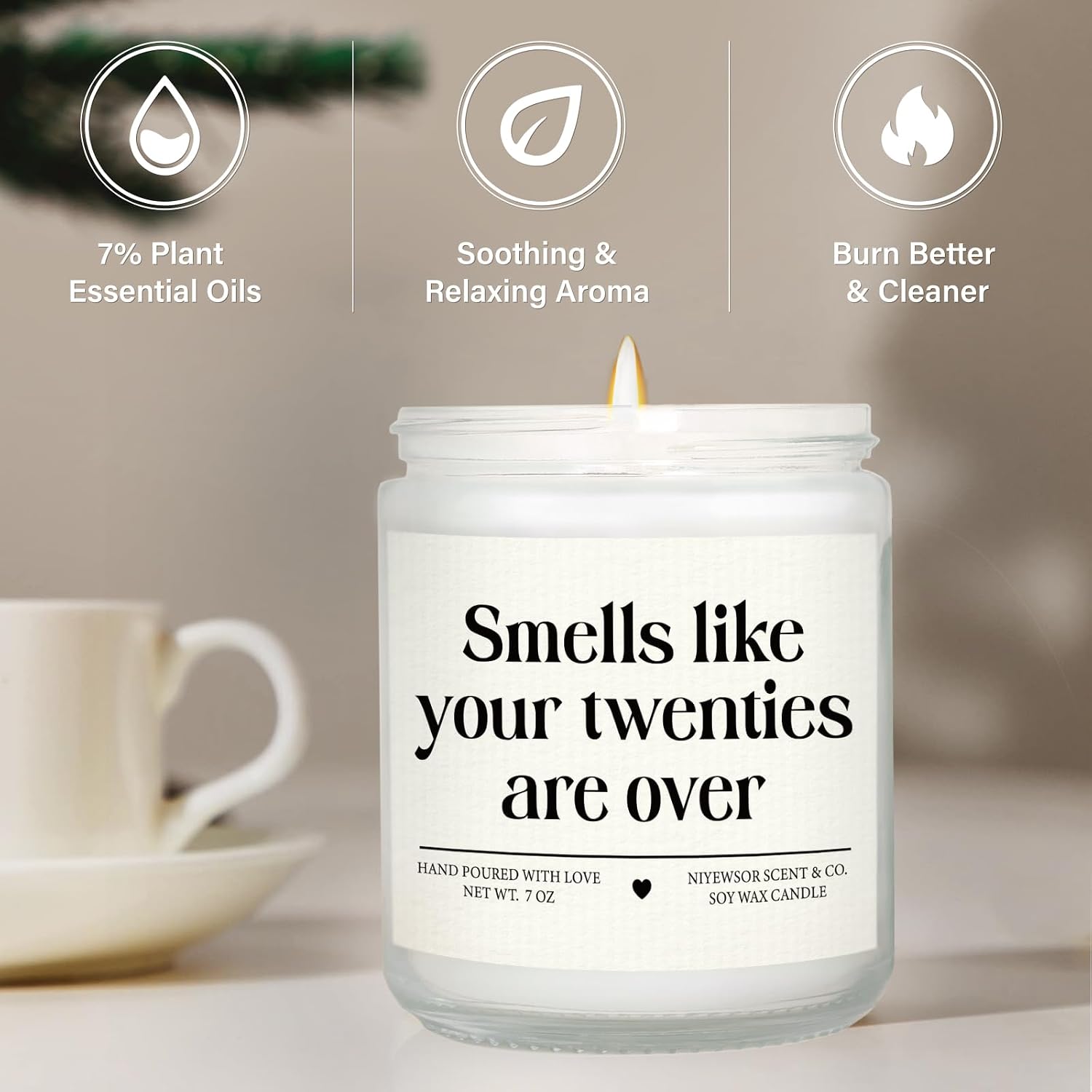 Niyewsor 30th Birthday Gifts for Women Men, Thirty Birthday Candle, 1996 30th Birthday Decorations for Her Him, 30 Year Old Bday Gifts for Friend, Sister, Wife, Husband, Handmade, 7oz
