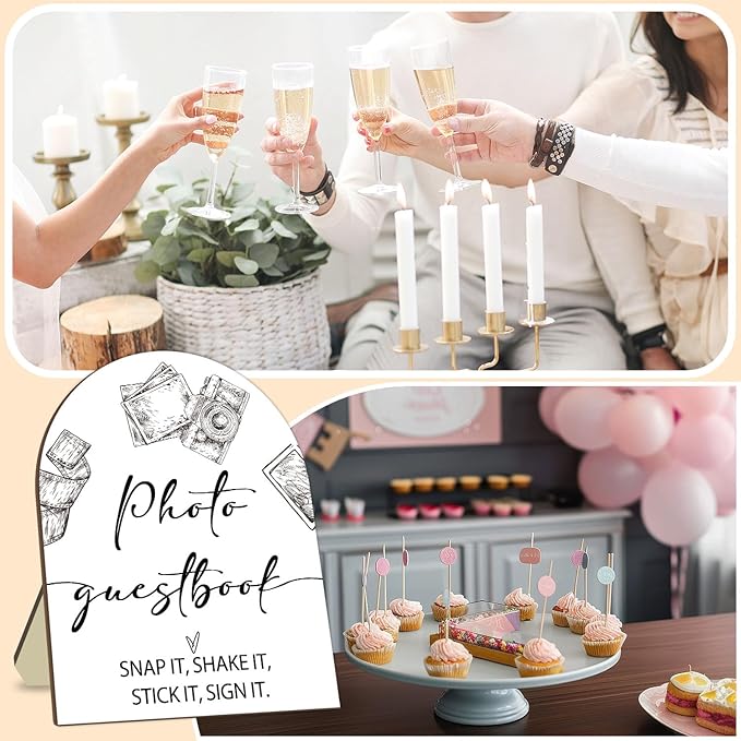 Wedding Photo Guestbook Desk Decor, Minimalism Style Welcome Sign, Bridal Shower Sign, Baby Shower Decoration Supplies, Wedding Reception Plaque with Stand 8 * 10In