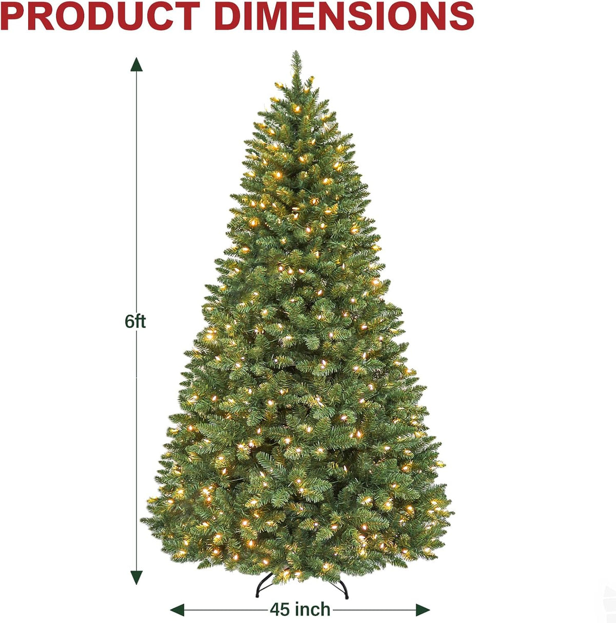 hykolity 6 ft christmas tree with 1,032 branch, close-up detail