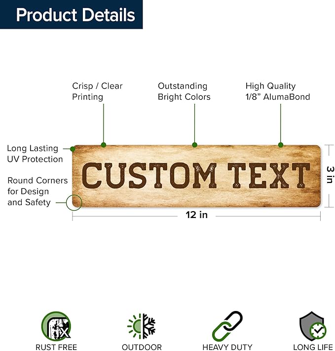 Custom Sign, Custom Street Sign, 11 Font Colors, 13 Font Styles, 4 Hole Options, 22 Sizes, 3x12 Inches, Rust Free DiBound, Fade Resistant, Made in USA by My Sign Center (Vintage)