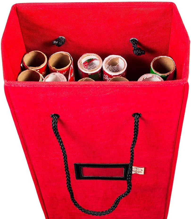 gift wrapping paper storage containers box, holds 12 showing dimensions