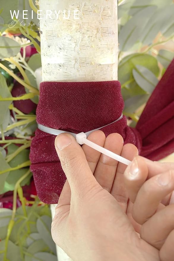 Artificial Wedding Arch Flowers Kit(Pack of 3),2Pcs Artificial Flower Arch Decor,1Pcs Sheer Drape for Wedding Ceremony Arbor for WeddingCeremony (Wine red Memory)