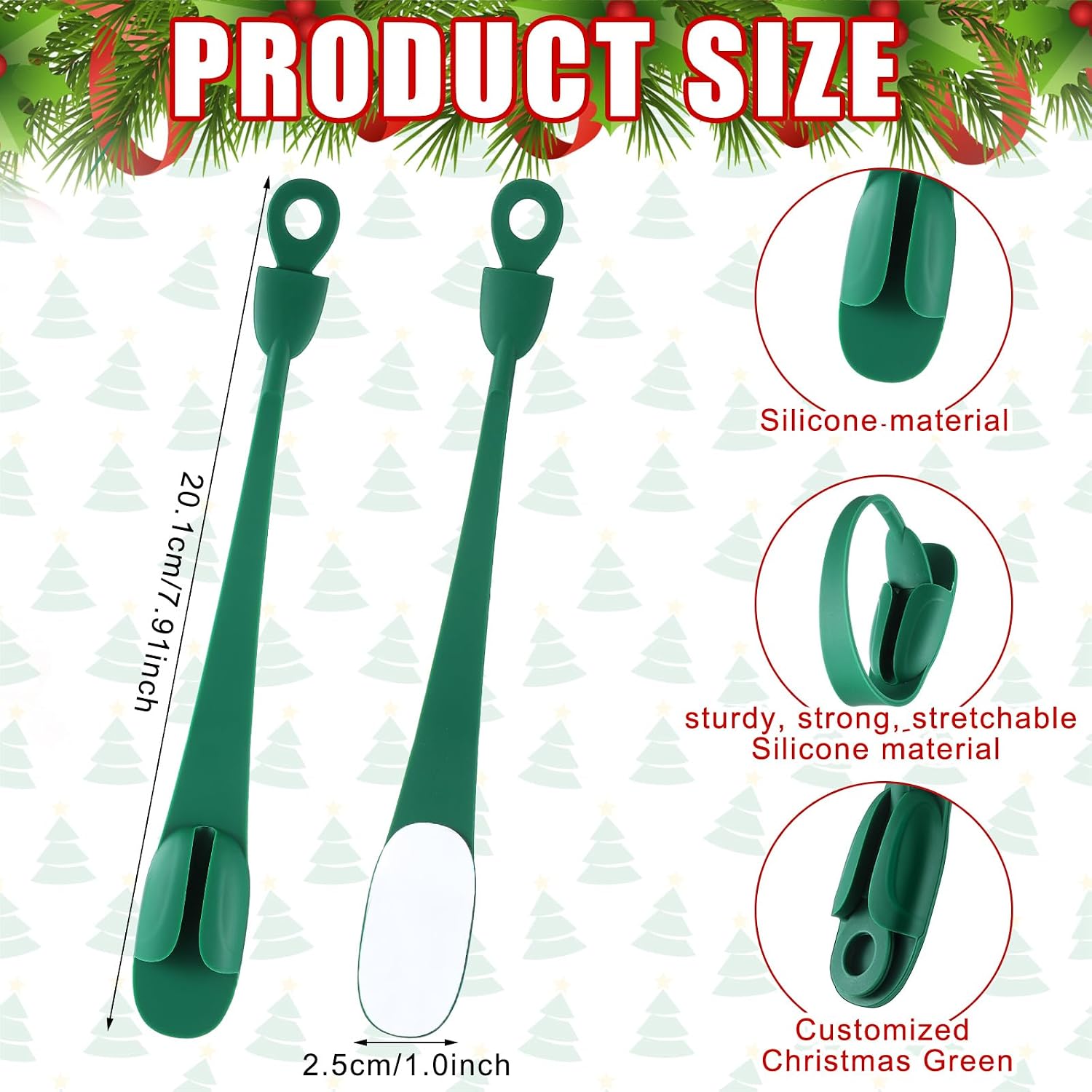 Relaxweex 12 Pcs Garland Hanger for Mantle No Drill Garland Hangers Hooks Wreath Ties Fireplace Stocking Holder Stretchable Silicone Adhesive Straps for Door Frame Stairways (Green)