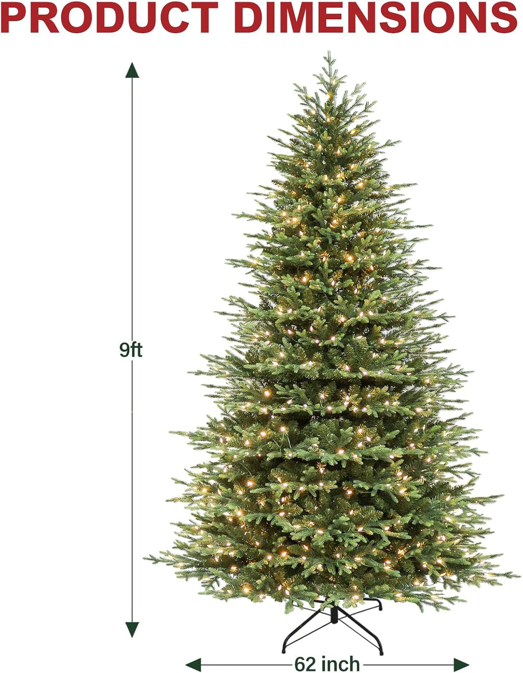 hykolity 9 ft prelit christmas tree with realistic, package contents