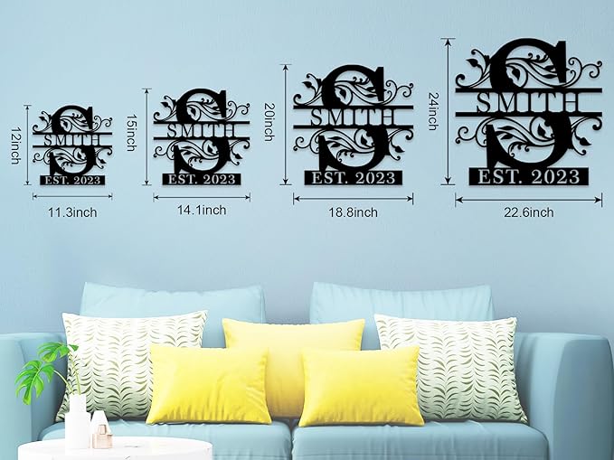 Custom Metal Name Sign | Personalized Last Name Signs | Split Letter Monogram Wall Decor | Family Name Sign | Anniversary Wedding Gift | Outdoor Metal Art | Housewarming Gift