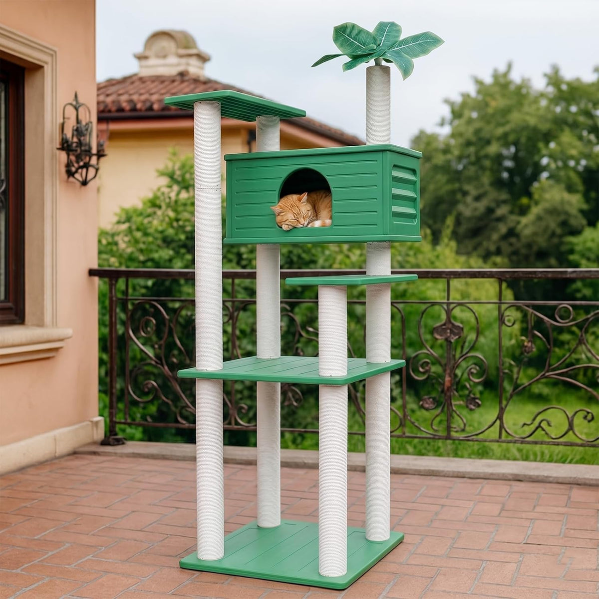 66in Weatherproof Outdoor Cat Tree Tower,Multi Level Large Cat Condo House