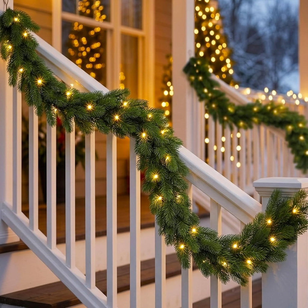 16ft 1pcs prelit realistic faux norfolk pine garland, side view