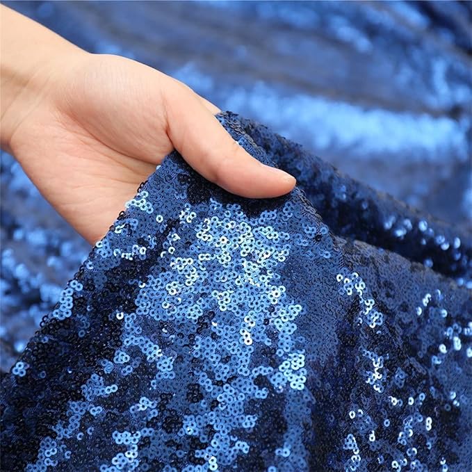 Poise3EHome 2Pcs 2Ft x 8Ft Navy Blue Sequin Backdrop Curtain,Navy Blue Glitter Photography Background for Independence Day,Memorial Day,Labor Day,Veterans Day
