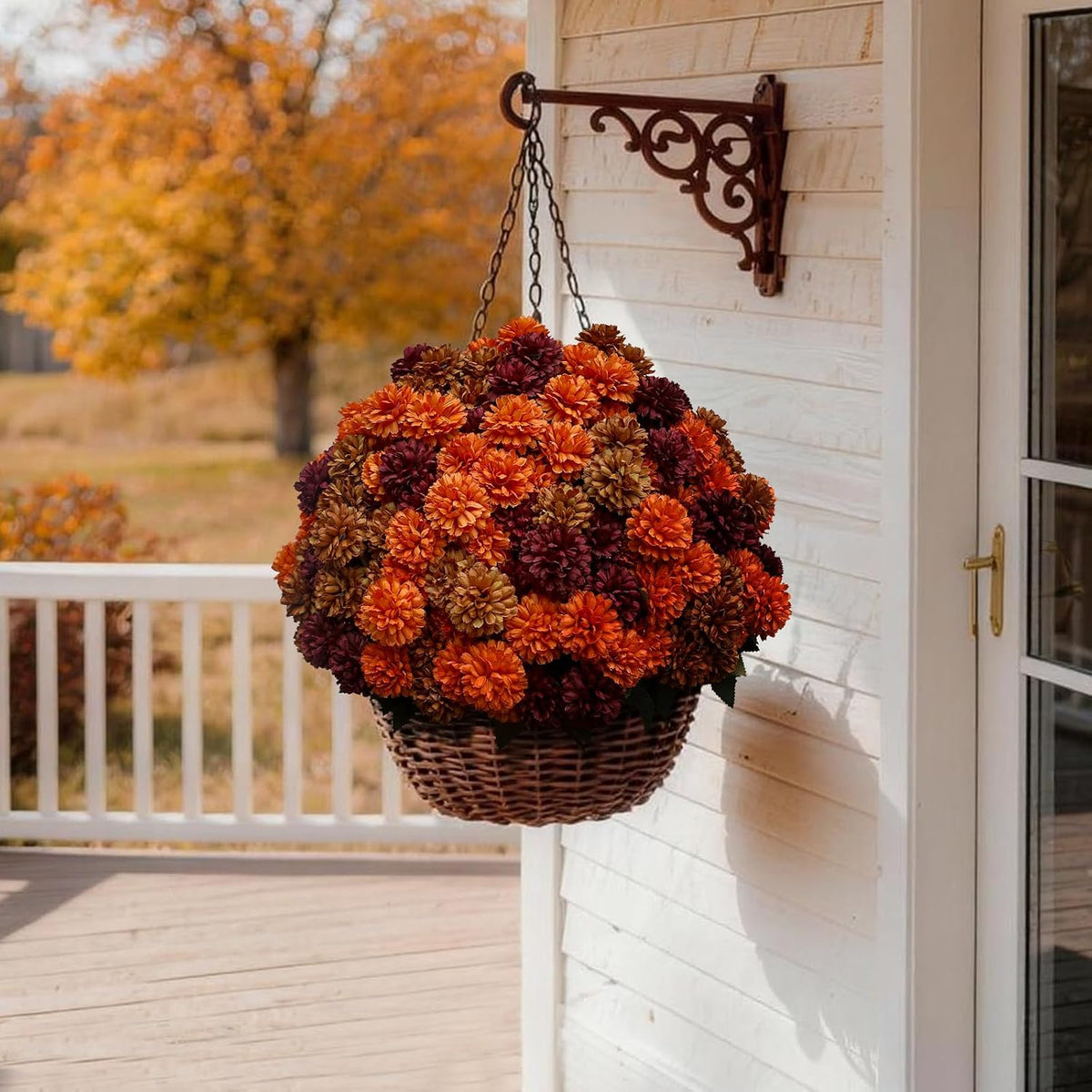 12 bundles artificial fall mums outdoor flowers, uv showing dimensions