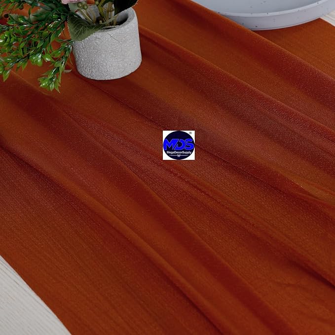 MDS Halloween Chiffon Table Runner - 10 Pack, 29 x 120 Inches, 10ft Each - Sheer Spooky Table Runners for Haunted House Parties, Trick-or-Treat Tables, Witchy Décor, Wedding & Events - Terracotta