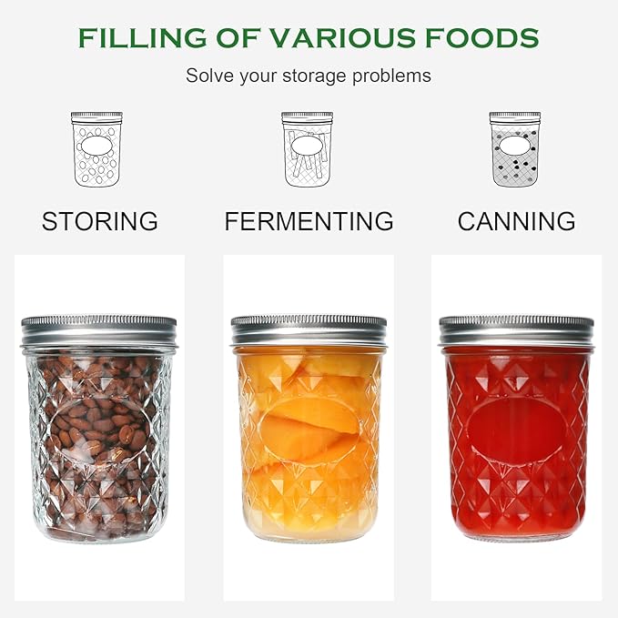 Wide Mouth Mason Jars 12Pack,Mason Jars 16 oz with Lids,Canning Jars with Metal Airtight Lids and Bands,Ideal for Jam, Water,Vegetative,Beans, Candy,Honey, Wedding Favors