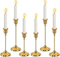 SHDSL Gold Candlestick Holders, Taper Candle Holders, Set of 6, Metal Taper Candle Stick Holders, Vintage Christmas Brass Home Decor for Table, Room Decorations Housewarming