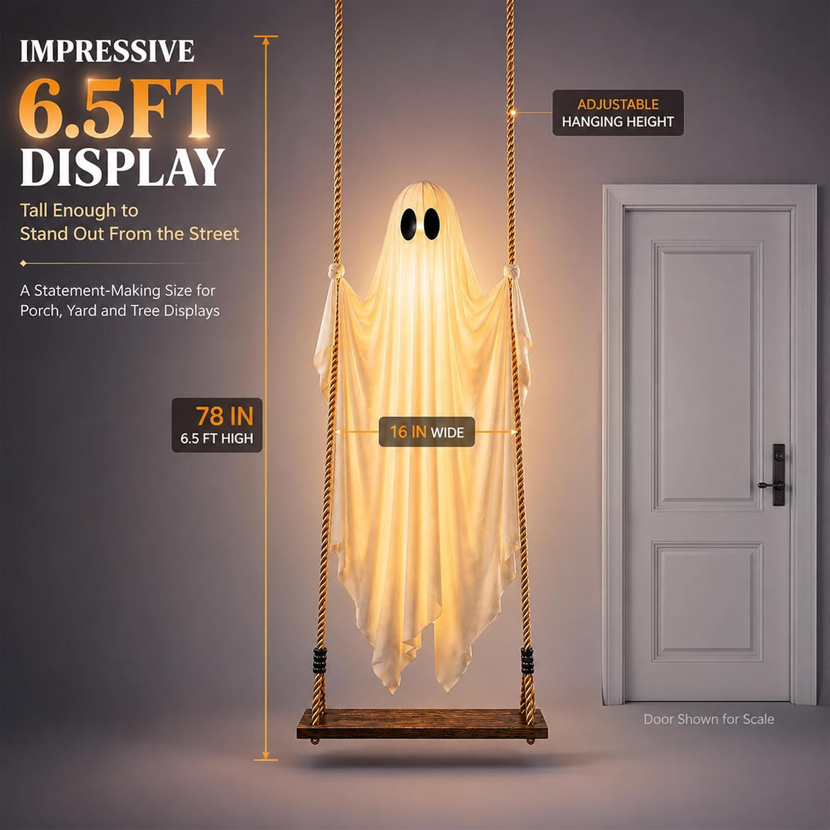 Halloween Decorations Outdoor-6.5FT Large Garden Decor Lights for Swinging Gh...