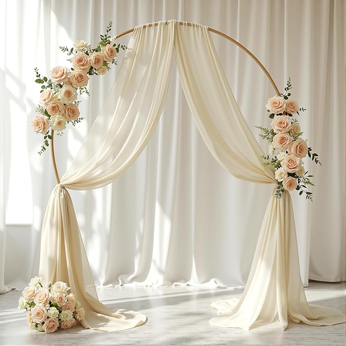 Wedding Arch Draping Fabric 1 Panel 18Ft Nude Sheer Chiffon Curtain Drapes 6 Yards for Wedding Ceremony Birthday Party Decoration