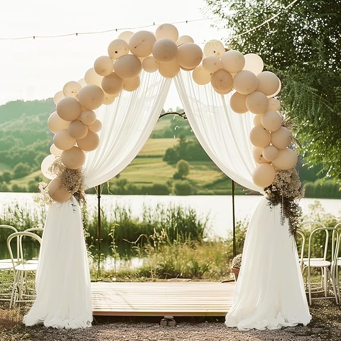 Wokceer Wedding Arch Draping Fabric 2 Panels 28.7" x 20FT Ivory Drapes Sheer Fabric Backdrop Arch Draping for Wedding Ceremony Birthday Party Bridal Shower Decoration