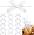 Gejoy 100 Pieces 2.6" Solid White Mini Twist Tie Bows for Gift Wrapping Pretied Satin Ribbon Bows Bags DIY Crafts for Wedding Birthday Graduation Party Favors Gift Candy Treat Cake Pop Decoration