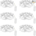 Lakumu 6 Pack Fairy Lights Battery Operated String Lights -7FT 20LED Fairy Lights Silver Wire Firefly Starry Lights for DIY Christmas Decorations Mason Jar Wedding Centerpiece Table Decor, Cool White