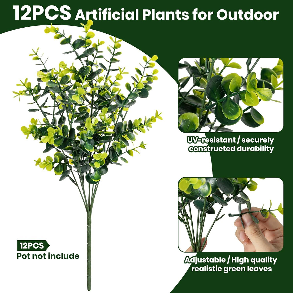 Artificial Fake Greenery Plants Boxwood Shrubs Grass for Outdoor,12 Bundles