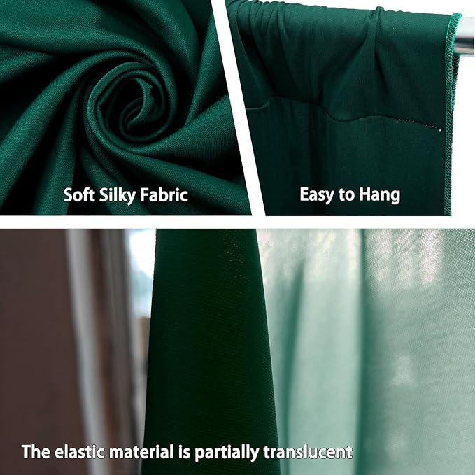10 x 10 Feet Dark Green Backdrop Curtain for Partie, Background Curtains for Photoshoot, Birthday, Wedding, Halloween, Thanksgiving, Christmas Day, New Year Party Decorations 5Ft x 10Ft, 2 Panels