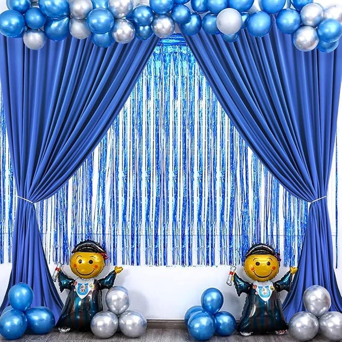AK TRADING CO. 10 feet Wide x 12 feet Long Polyester Backdrop Drapes Curtains Panels with Rod Pockets - Wedding Ceremony Party Home Window Decorations - (Royal)