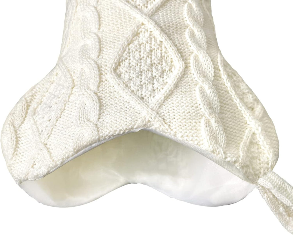 Malier Dog Christmas Stocking, Knit White Christmas Stocking for Dogs, Bone Shape Dog Stocking Christmas Large Pet Stockings Hanging Dog Christmas Stocking for Dogs Cats Pets (White)