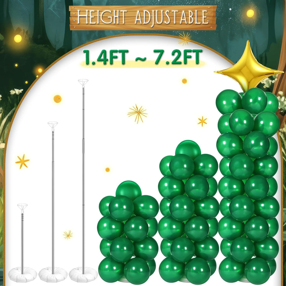 simgoing 2 set wizard party balloon column stand, side view