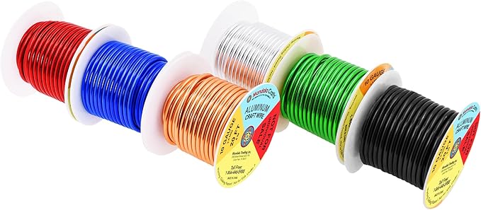Mandala Crafts 10 Gauge Anodized Aluminum Craft Wire for Jewelry Making - 120 FT Colored Flexible Silver Copper True Blue Black Red Kelly Green Wire - Bendable for Bonsai Armature Crafting Sculpting