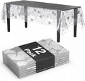 Exquisite Clear Silver Star Tablecloth Plastic 12-Pack Disposable Rectangle Tablecloths 54" x 108" Silver Star Table Cloths Rectangle Table Covers Plastic Tablecloth for Party Decorations