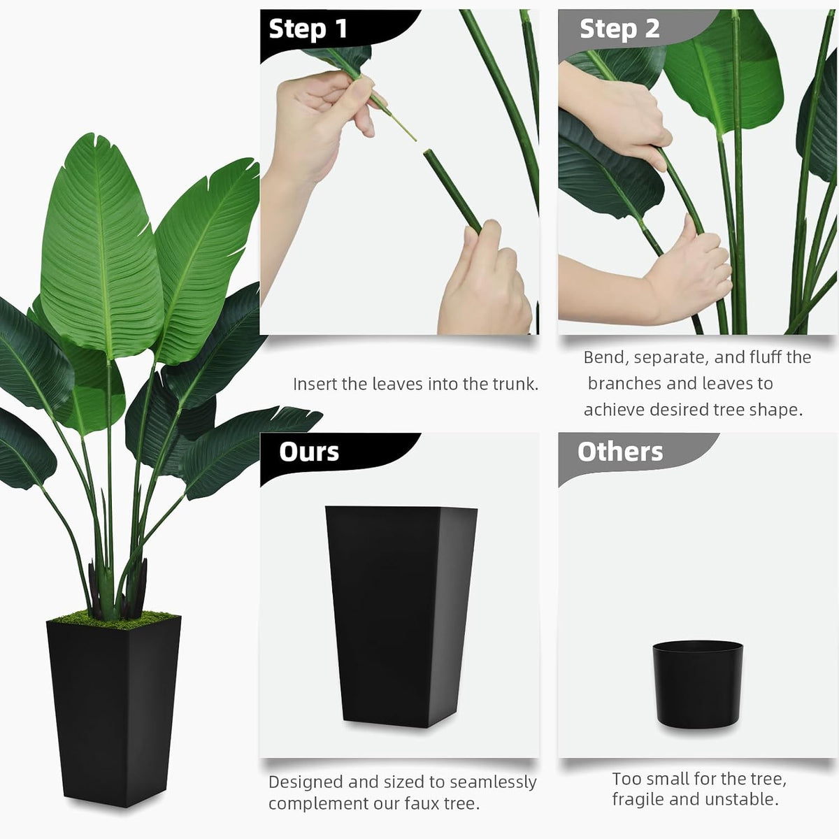 astidy bird of paradise artificial plant 5ft showing dimensions